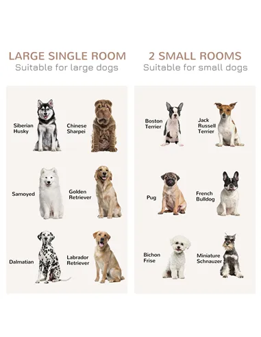 PawHut Dog Crate Furniture for Large Dogs, Double Dog Cage for Small Dogs, with Sliding Doors - Oak Tone