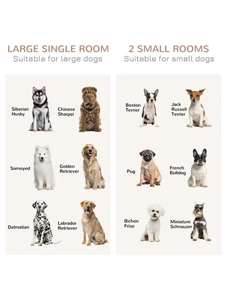 PawHut Dog Crate Furniture for Large Dogs, Double Dog Cage for Small Dogs, with Sliding Doors - Oak Tone