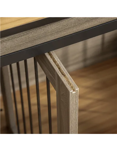 PawHut Dog Crate Furniture for Large Dogs, Double Dog Cage for Small Dogs, with Sliding Doors - Oak Tone
