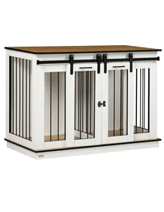 PawHut Dog Crate Furniture for Large Dogs, Double Dog Cage for Small Dogs