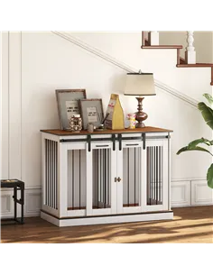 PawHut Dog Crate Furniture for Large Dogs, Double Dog Cage for Small Dogs 2