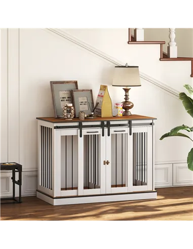 PawHut Dog Crate Furniture for Large Dogs, Double Dog Cage for Small Dogs