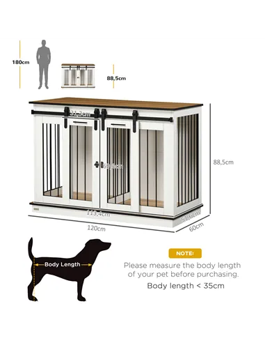PawHut Dog Crate Furniture for Large Dogs, Double Dog Cage for Small Dogs