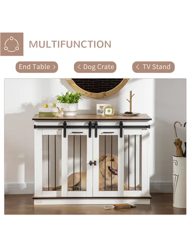 PawHut Dog Crate Furniture for Large Dogs, Double Dog Cage for Small Dogs