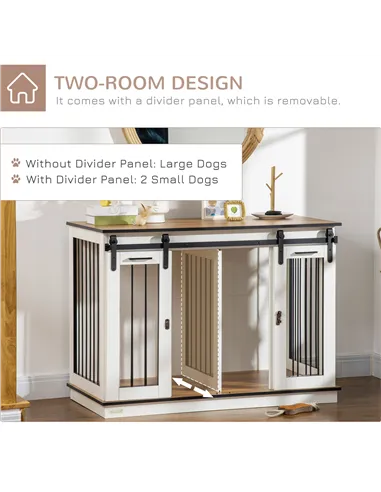 PawHut Dog Crate Furniture for Large Dogs, Double Dog Cage for Small Dogs