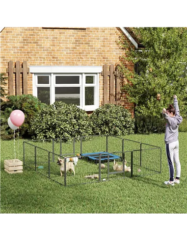 PawHut 12 Panels Heavy Duty Puppy Playpen, for Small Dogs, Indoor and Outdoor Use - Silver