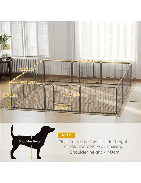 PawHut 12 Panels Heavy Duty Puppy Playpen, for Small Dogs, Indoor and Outdoor Use - Silver