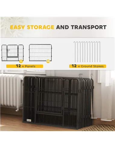 PawHut 12 Panels Heavy Duty Puppy Playpen, for Small Dogs, Indoor and Outdoor Use - Silver