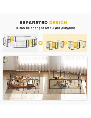 PawHut 12 Panels Heavy Duty Puppy Playpen, for Small Dogs, Indoor and Outdoor Use - Silver
