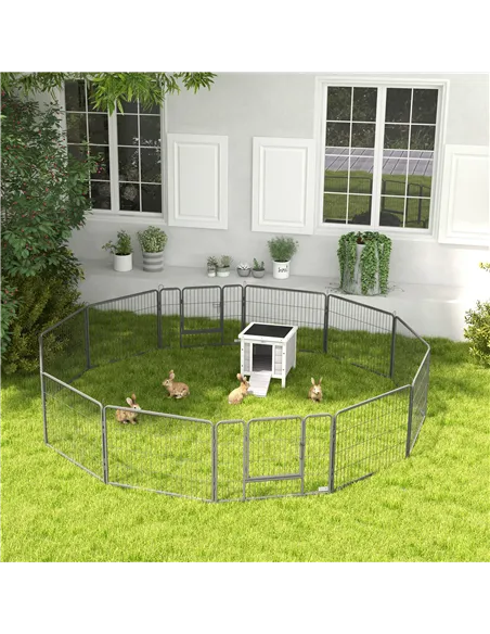 PawHut 12 Panels Heavy Duty Puppy Playpen, for Small Dogs, Indoor and Outdoor Use - Silver