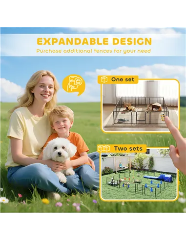 PawHut 12 Panels Heavy Duty Puppy Playpen, for Small Dogs, Indoor and Outdoor Use - Silver