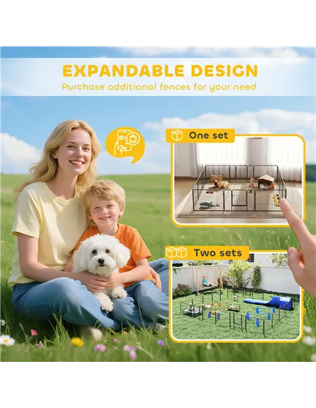 PawHut 12 Panels Heavy Duty Puppy Playpen, for Small Dogs, Indoor and Outdoor Use - Silver