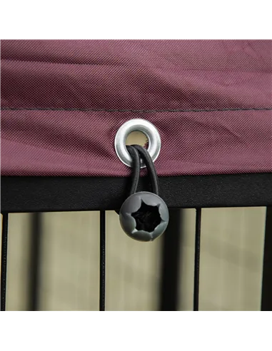 PawHut Outdoor Dog Kennel with Rotating Bowl Holders, Water and UV-Resistant Cover, for Medium, Small Dogs, Red