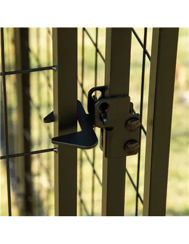 PawHut Outdoor Dog Kennel with Rotating Bowl Holders, Water and UV-Resistant Cover, for Medium, Small Dogs, Red