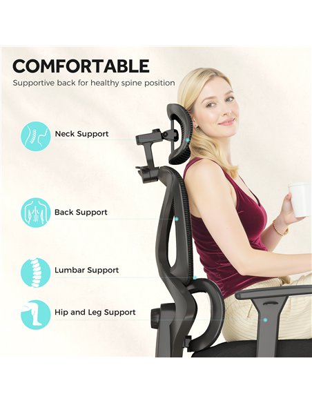 HOMCOM Ergonomic and Adjustable Office Chair - Black