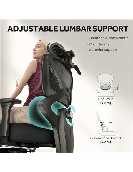 HOMCOM Ergonomic and Adjustable Office Chair - Black