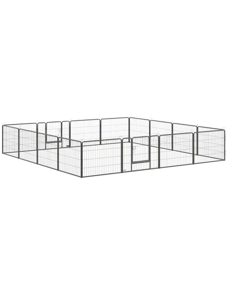 PawHut 16 Panels Heavy Duty Puppy Playpen, for Small Dogs, Indoor and Outdoor Use - Grey