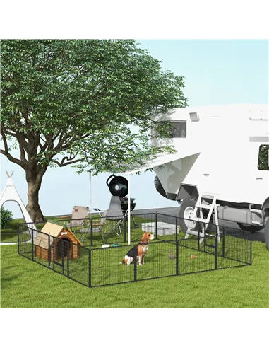 PawHut 16 Panels Heavy Duty Puppy Playpen, for Small Dogs, Indoor and Outdoor Use - Grey