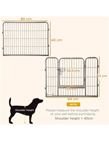 PawHut 16 Panels Heavy Duty Puppy Playpen, for Small Dogs, Indoor and Outdoor Use - Grey