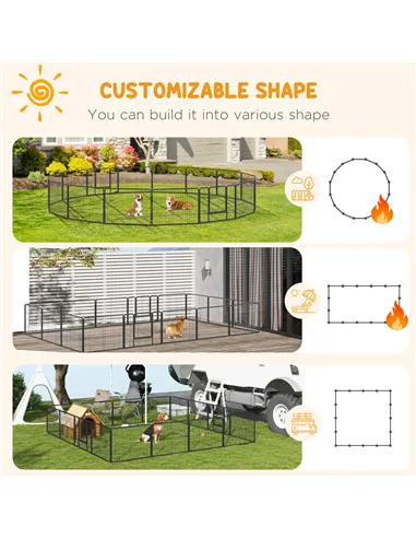 PawHut 16 Panels Heavy Duty Puppy Playpen, for Small Dogs, Indoor and Outdoor Use - Grey