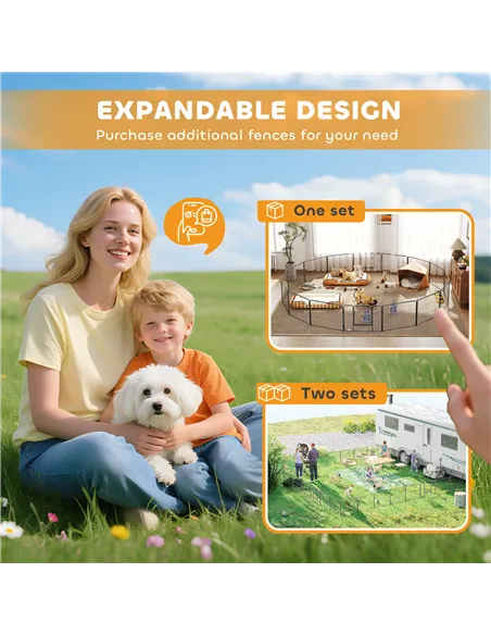 PawHut 16 Panels Heavy Duty Puppy Playpen, for Small Dogs, Indoor and Outdoor Use - Grey