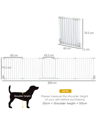 PawHut 5 Panels Pet Playpen Metal Fence w/ Walk Through Door - White