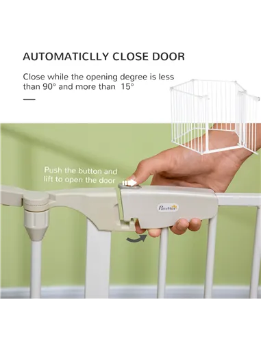 PawHut 5 Panels Pet Playpen Metal Fence w/ Walk Through Door - White