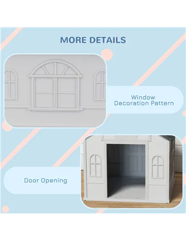 PawHut Plastic Weather-Resistant Dog House, for Indoors and Outdoors, Medium Dogs - Grey