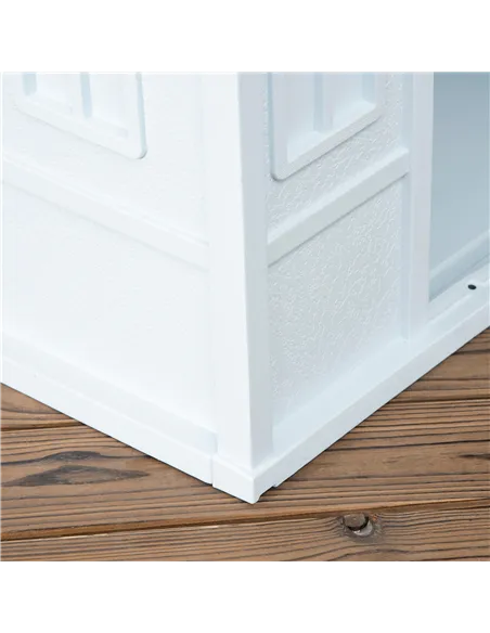 PawHut Plastic Weather-Resistant Dog House, for Indoors and Outdoors, Medium Dogs - White and Blue