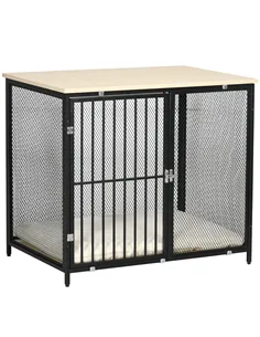 PawHut Dog Cage Side Table, with Cushion, for Small and Medium Dogs