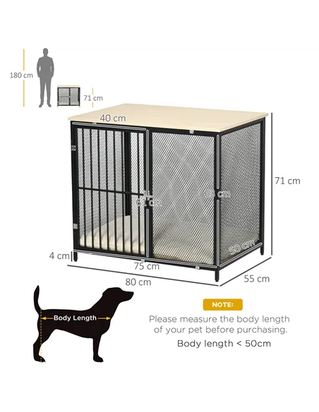 PawHut Dog Cage Side Table, with Cushion, for Small and Medium Dogs