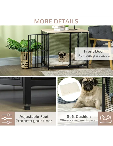 PawHut Dog Cage Side Table, with Cushion, for Small and Medium Dogs