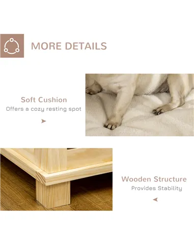 PawHut Wooden Dog Crate, with Double Doors, Cushion, for Medium Dogs - Natural Finish