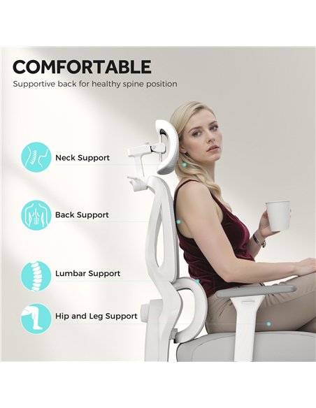 HOMCOM Ergonomic and Adjustable Office Chair - Grey