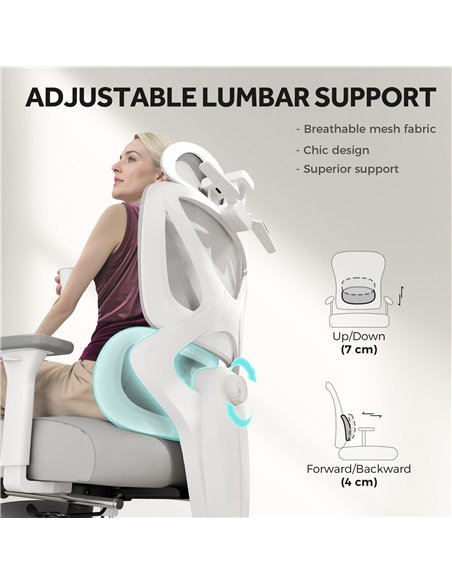 HOMCOM Ergonomic and Adjustable Office Chair - Grey