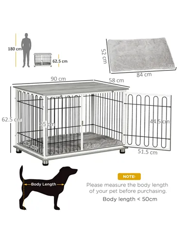 PawHut Indoor Dog Crate Furniture, Side End Table, with Soft Washable Cushion, Lockable Doors, for Small and Medium Dogs