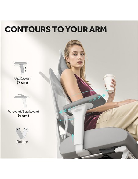 HOMCOM Ergonomic and Adjustable Office Chair - Grey