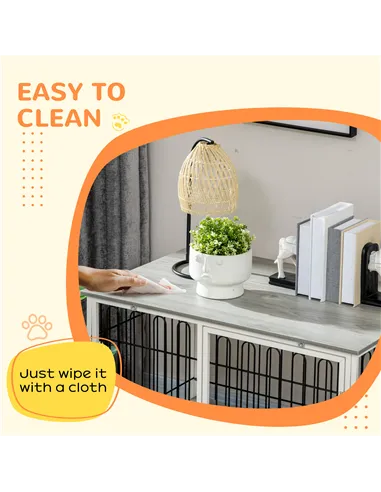 PawHut Indoor Dog Crate Furniture, Side End Table, with Soft Washable Cushion, Lockable Doors, for Small and Medium Dogs