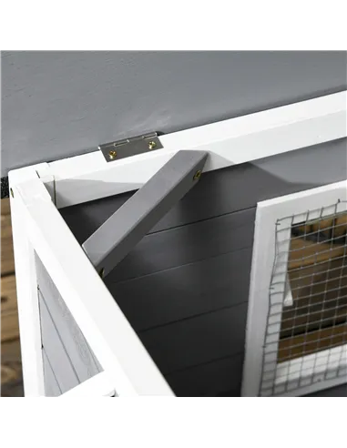 PawHut Wooden Dog Kennel for Outside, for Medium Dogs, 65H x 97L x 72Wcm, Grey