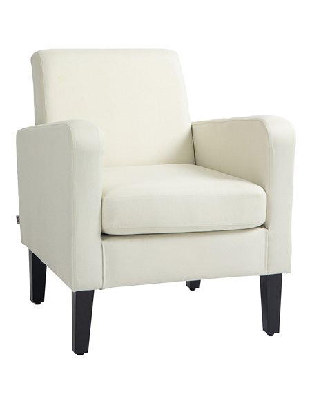 HOMCOM Modern Accent Chair, Occasional Chair with Rubber Wood Legs for Living Room, Bedroom, Cream White