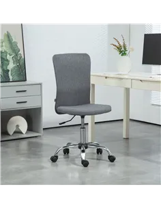 HOMCOM Armless Computer Desk Chair, Fabric Swivel Office Chair, Makeup Vanity Chair with Height Adjustable, Wheels, for Home Stu 2