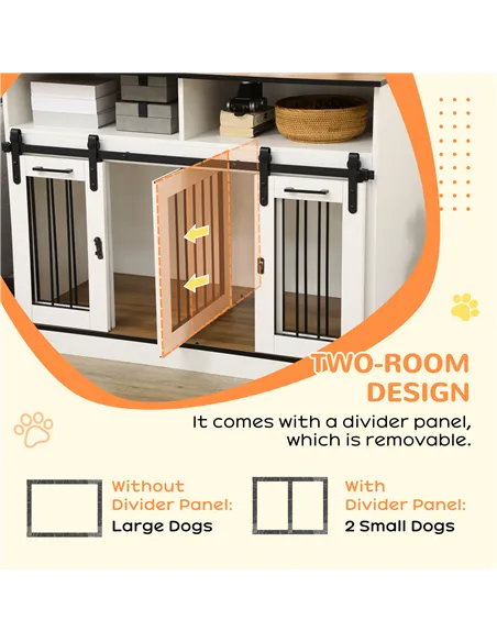 PawHut Dog Crate Furniture for Small and Large Dogs, with Movable Divider - White
