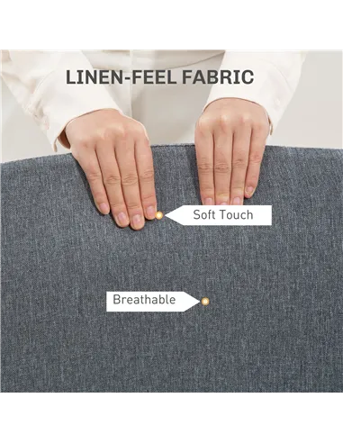 HOMCOM Armless Computer Desk Chair, Fabric Swivel Office Chair, Makeup Vanity Chair with Height Adjustable, Wheels, for Home Stu