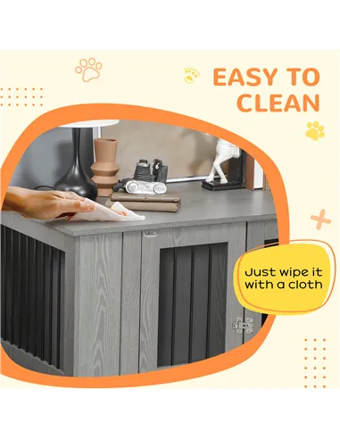 PawHut Dog Crate Table for Medium and Large Dogs with Magnetic Door for Indoor Use, 114 x 60 x 82 cm, Grey