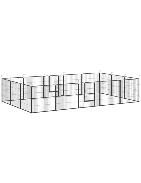 PawHut 16 Panels Heavy Duty Puppy Playpen, for Small and Medium Dogs, Indoor and Outdoor Use - Grey