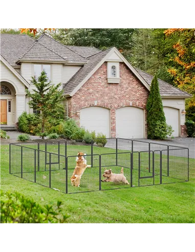 PawHut 16 Panels Heavy Duty Puppy Playpen, for Small and Medium Dogs, Indoor and Outdoor Use - Grey