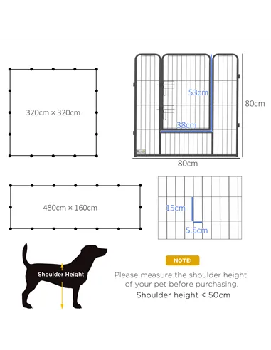 PawHut 16 Panels Heavy Duty Puppy Playpen, for Small and Medium Dogs, Indoor and Outdoor Use - Grey