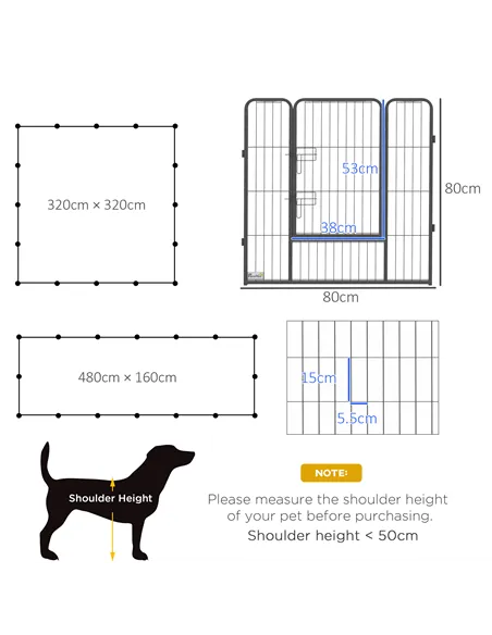 PawHut 16 Panels Heavy Duty Puppy Playpen, for Small and Medium Dogs, Indoor and Outdoor Use - Grey