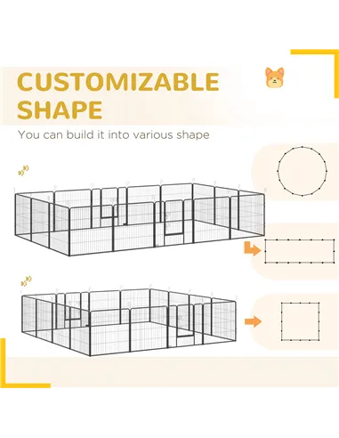 PawHut 16 Panels Heavy Duty Puppy Playpen, for Small and Medium Dogs, Indoor and Outdoor Use - Grey