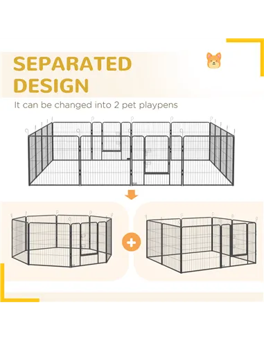 PawHut 16 Panels Heavy Duty Puppy Playpen, for Small and Medium Dogs, Indoor and Outdoor Use - Grey